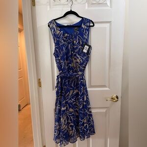 Sleeveless dress for dinner out, church, summer party, lined polyester dress.